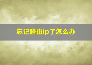 忘记路由ip了怎么办