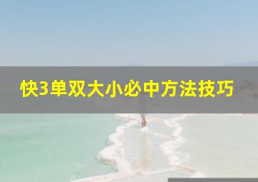 快3单双大小必中方法技巧