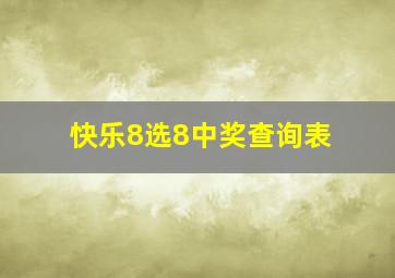 快乐8选8中奖查询表