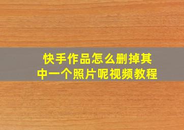 快手作品怎么删掉其中一个照片呢视频教程