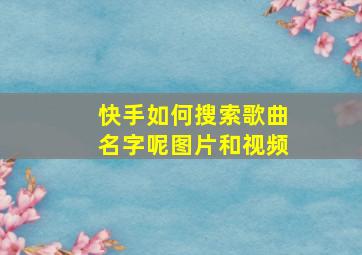 快手如何搜索歌曲名字呢图片和视频