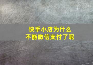 快手小店为什么不能微信支付了呢