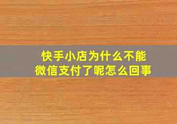 快手小店为什么不能微信支付了呢怎么回事