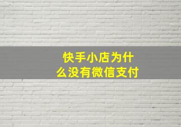 快手小店为什么没有微信支付