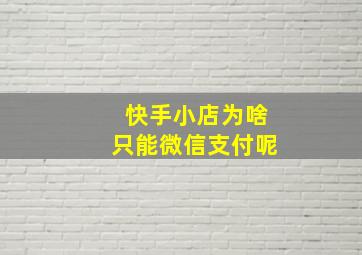 快手小店为啥只能微信支付呢