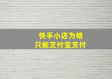 快手小店为啥只能支付宝支付