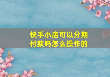 快手小店可以分期付款吗怎么操作的