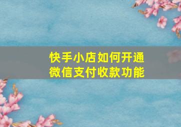 快手小店如何开通微信支付收款功能