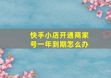 快手小店开通商家号一年到期怎么办