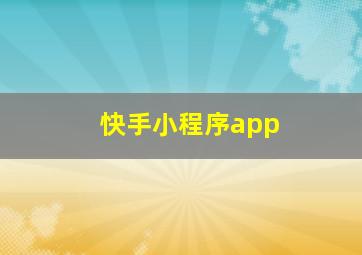 快手小程序app