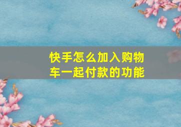 快手怎么加入购物车一起付款的功能