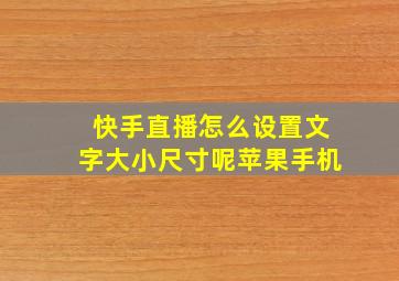 快手直播怎么设置文字大小尺寸呢苹果手机