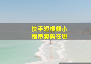 快手短视频小程序源码在哪