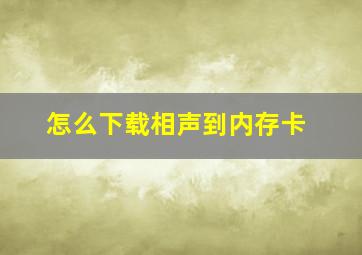 怎么下载相声到内存卡