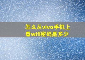 怎么从vivo手机上看wifi密码是多少