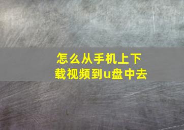 怎么从手机上下载视频到u盘中去