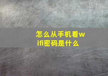 怎么从手机看wifi密码是什么