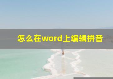 怎么在word上编辑拼音