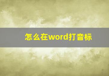 怎么在word打音标