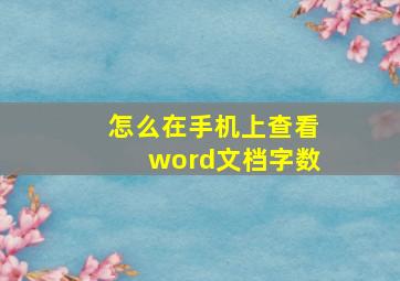 怎么在手机上查看word文档字数