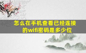 怎么在手机查看已经连接的wifi密码是多少位