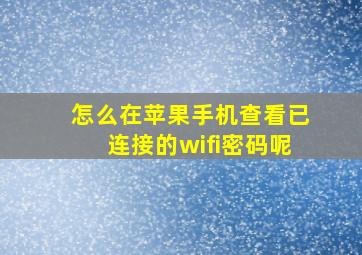 怎么在苹果手机查看已连接的wifi密码呢