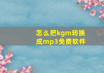 怎么把kgm转换成mp3免费软件