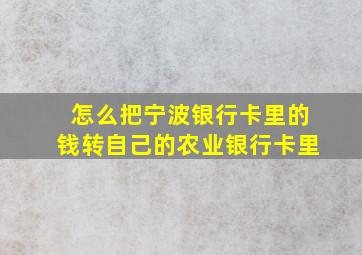 怎么把宁波银行卡里的钱转自己的农业银行卡里