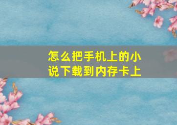 怎么把手机上的小说下载到内存卡上