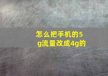 怎么把手机的5g流量改成4g的