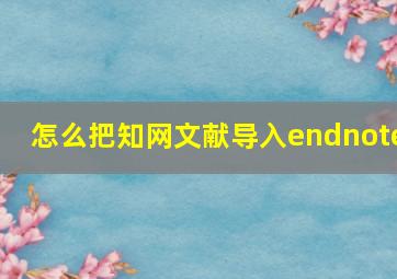 怎么把知网文献导入endnote