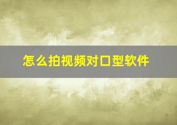 怎么拍视频对口型软件