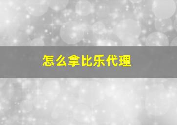 怎么拿比乐代理