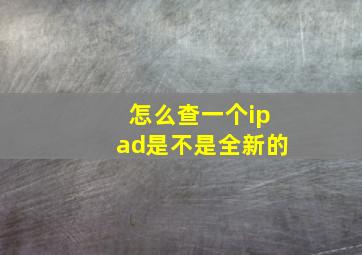 怎么查一个ipad是不是全新的