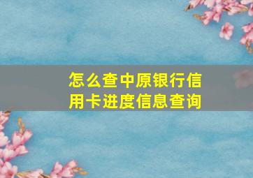 怎么查中原银行信用卡进度信息查询