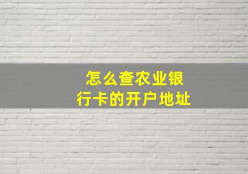 怎么查农业银行卡的开户地址