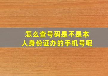 怎么查号码是不是本人身份证办的手机号呢