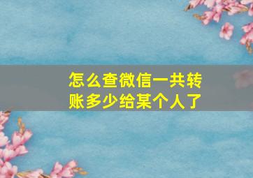 怎么查微信一共转账多少给某个人了