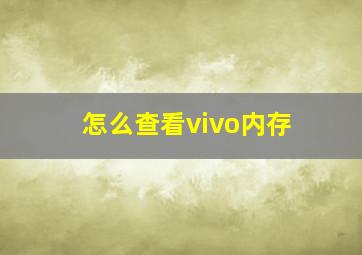 怎么查看vivo内存