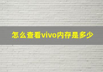 怎么查看vivo内存是多少