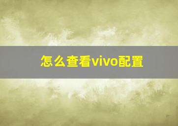 怎么查看vivo配置