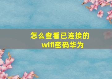 怎么查看已连接的wifi密码华为