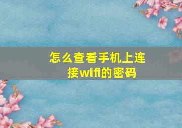 怎么查看手机上连接wifi的密码