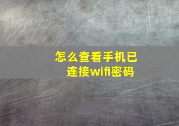 怎么查看手机已连接wifi密码