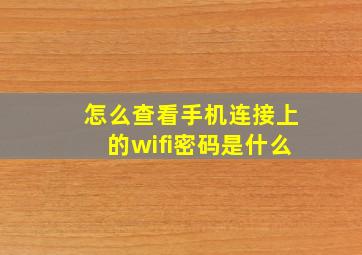 怎么查看手机连接上的wifi密码是什么