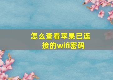 怎么查看苹果已连接的wifi密码