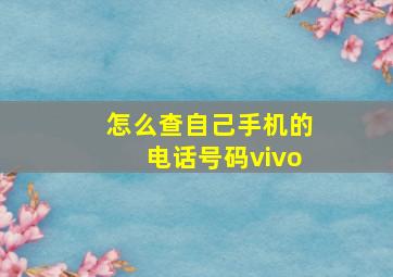 怎么查自己手机的电话号码vivo