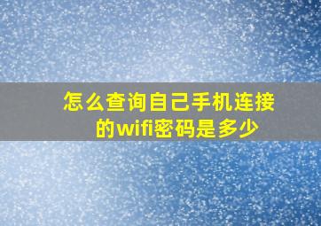 怎么查询自己手机连接的wifi密码是多少