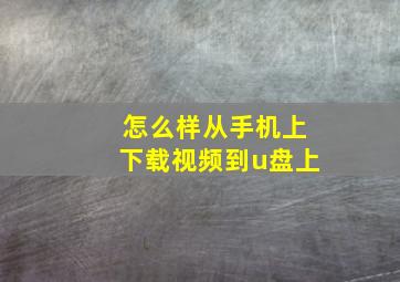 怎么样从手机上下载视频到u盘上