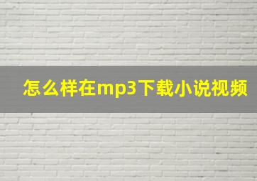 怎么样在mp3下载小说视频